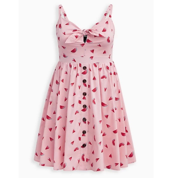 torrid Dresses & Skirts - TORRID NWT PINK WATERMELON TIE FRONT SKATER DRESS